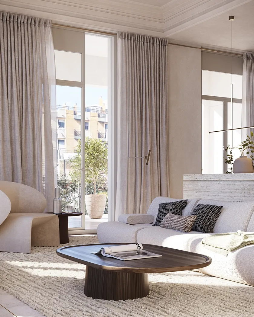 A calm, contemporary core within a historic home.